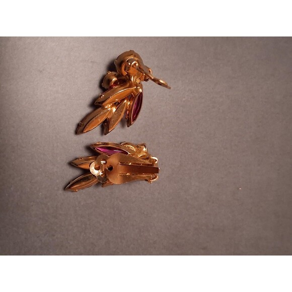 Vintage Juliana Pink AB Rhinestone Brooch Earrings Set Clip Backs - Picture 13 of 13